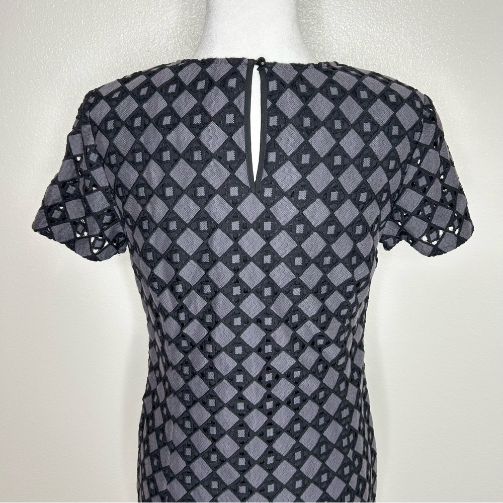Banana Republic Womens Gray & Black Crochet Eyelet Sheath Patterned Dress Size 8 - Picture 7 of 10